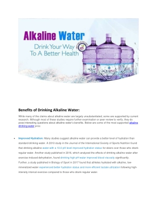 Benefits of Drinking Alkaline Water