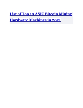 List of Top 10 ASIC Bitcoin Mining Hardware Machines in 2021 (2)