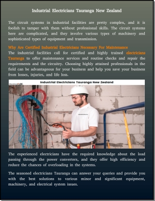 Industrial electricians tauranga New Zealand