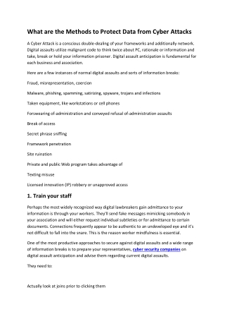 What are the Methods to Protect Data from Cyber  Attacks