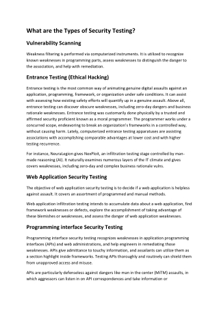 What are the Types of Security Testing