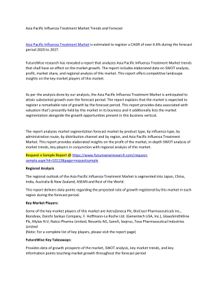 Asia Pacific Influenza Treatment Market