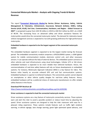 Connected Motorcycle Market – Analysis with Ongoing Trends & Market Revenue