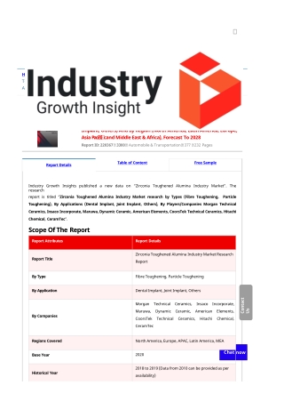 Zirconia Toughened Alumina Industry Market Research Report 2021-2028