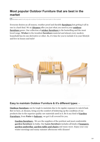 Most Popular Outdoor Furniture that is best in the market