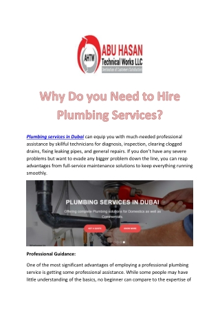 Why Do you Need to Hire Plumbing Services