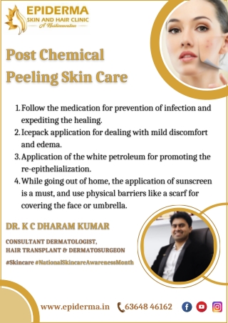 Post Chemical Peeling Skin Care - Best Skin Clinic Bangalore - Epiderma Clinic