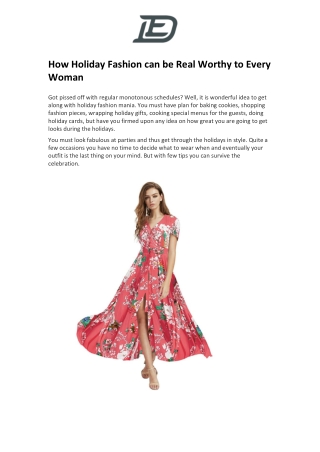 How Holiday Fashion can be Real Worthy to Every Woman