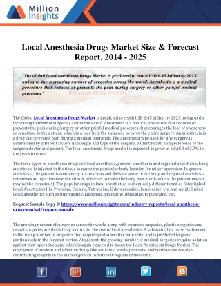 Local Anesthesia Drugs Market Size & Forecast Report, 2014 - 2025