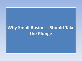 Why Small Business Should Take the Plunge