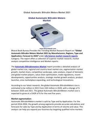 Global Automatic Bilirubin Meters Market 2021