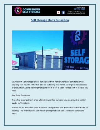Self Storage Units Busselton