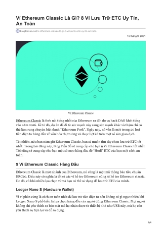 Ví Ethereum Classic Là Gì 8 Ví Lưu Trữ ETC Uy Tín An Toàn