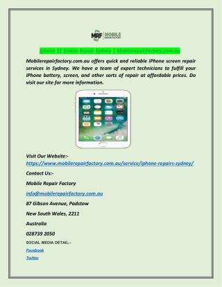 Iphone 11 Screen Repair Sydney | Mobilerepairfactory.com.au