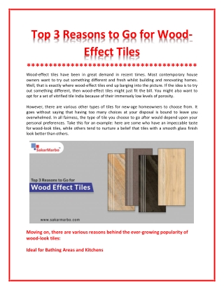 Things to Know About Wood Effect Tiles