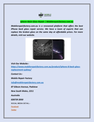 Iphone Back Glass Repair | Mobilerepairfactory.com.au