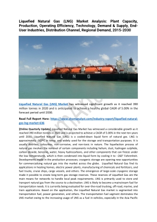 Liquefied Natural Gas (LNG) Market Research Report, Analysis and Forecast, 2030