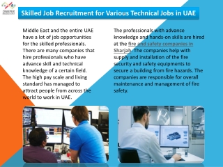 Skilled Job Recruitment for Various Technical Jobs in UAE