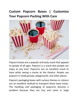Custom Popcorn Boxes | Customize Your Popcorn Packing With Care