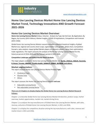 Home Use Lancing Devices Market Growth, Industry Trends, and Statistics by 202
