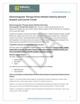 Electromagnetic Therapy Device Market  Scenario & Prominent Key Players Analysis