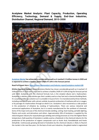 Acetylene Market Size, Share, Analysis and Forecast, 2030