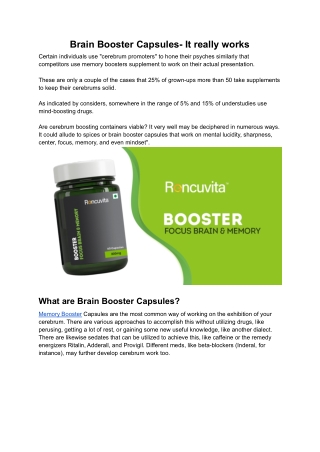 Brain Booster Capsules- It really works