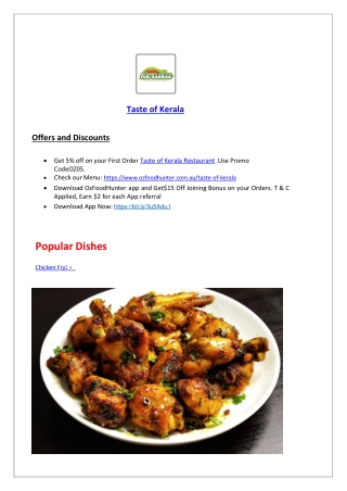 5% Off - Taste of Kerala - Indian restaurant in Bundaberg, Qld
