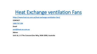 Heat Exchange ventilation Fans