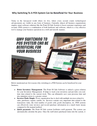 WHY SWITCHING TO POS SYSTEM CAN BE BENEFICIAL FOR YOUR BUSINESS