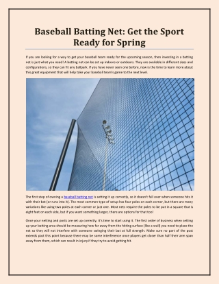 Baseball Batting Net: Get the Sport Ready for Spring