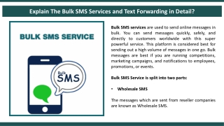 Explain The Bulk SMS Services and Text Forwarding in Detail?
