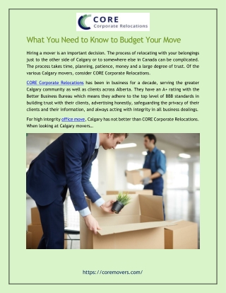 What You Need to Know to Budget Your Move