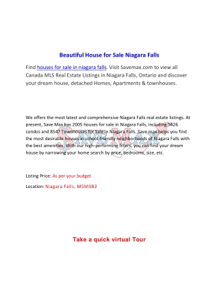 House for Sale Niagara Falls