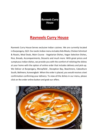 5% Off- Ravneels Curry House Burpengary Menu, QLD