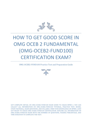 How to Get Good Score in OMG OCEB 2 Fundamental (OMG-OCEB2-FUND100) Certificatio
