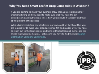Why You Need Smart Leaflet Drop Companies In Wisbech?