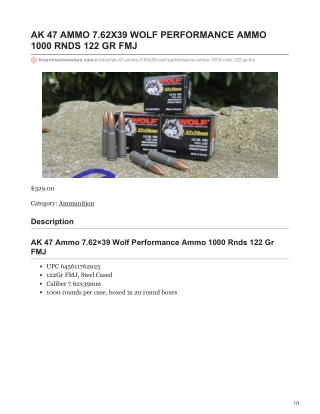 AK 47 Ammo 7.62×39 Wolf Performance Ammo
