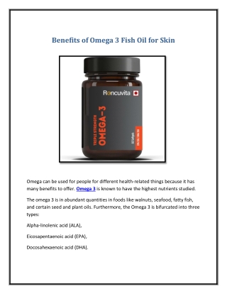 Benefits of omega 3 fish oil for skin