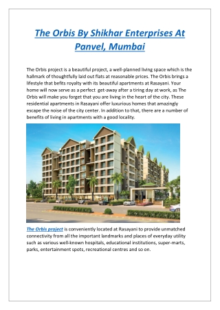 The Orbis By Shikhar Enterprises At Panvel, Mumbai