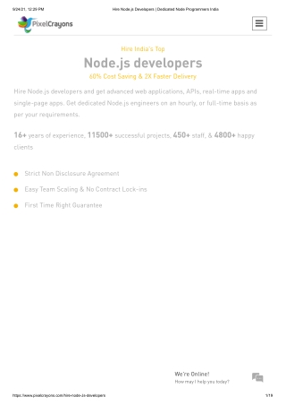 Hire Node.js Developers | Dedicated Node Programmers India | PixelCrayons