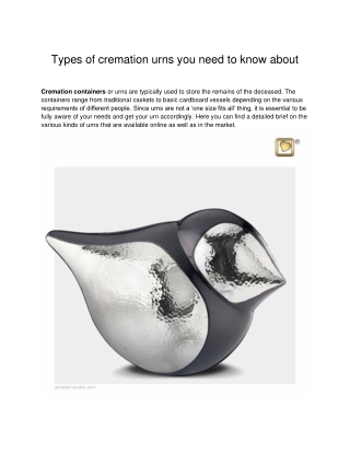 Types of cremation urns you need to know about