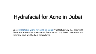 Hydrafacial for Acne in Dubai