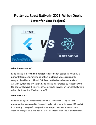 Flutter vs. React Native in 2021: Which One is Better for Your Project?
