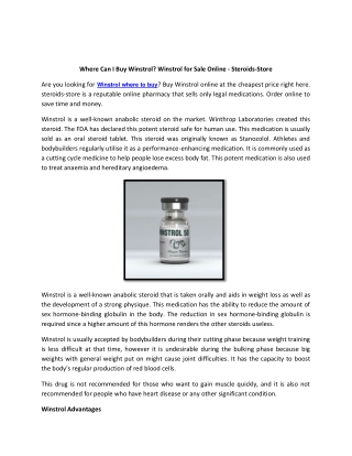 Where Can I Buy Winstrol
