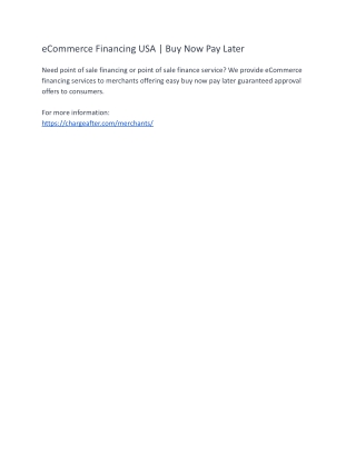 eCommerce Financing USA | Buy Now Pay Later