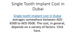 Single Tooth Implant Cost in Dubai