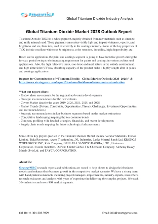 Titanium Dioxide Market Forecasts to 2028