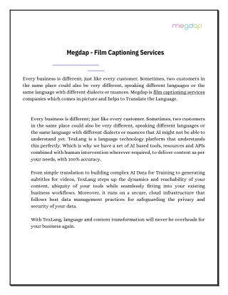 Film Captioning Services
