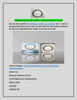 Wholesale Scented Soy Candles | Namastecollections.com.au